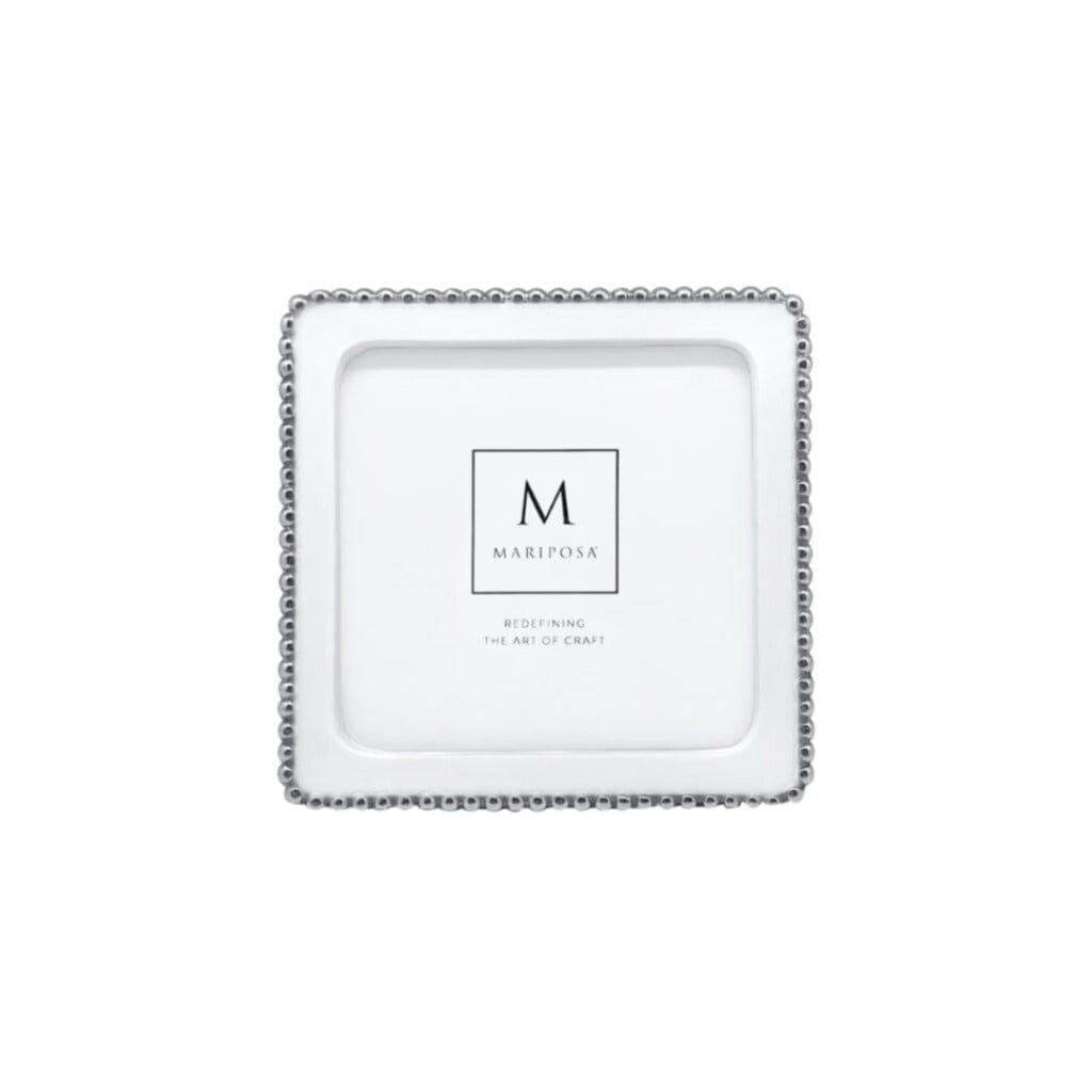 Mariposa Beaded White 5" x 5" Frame Picture Frames Mariposa