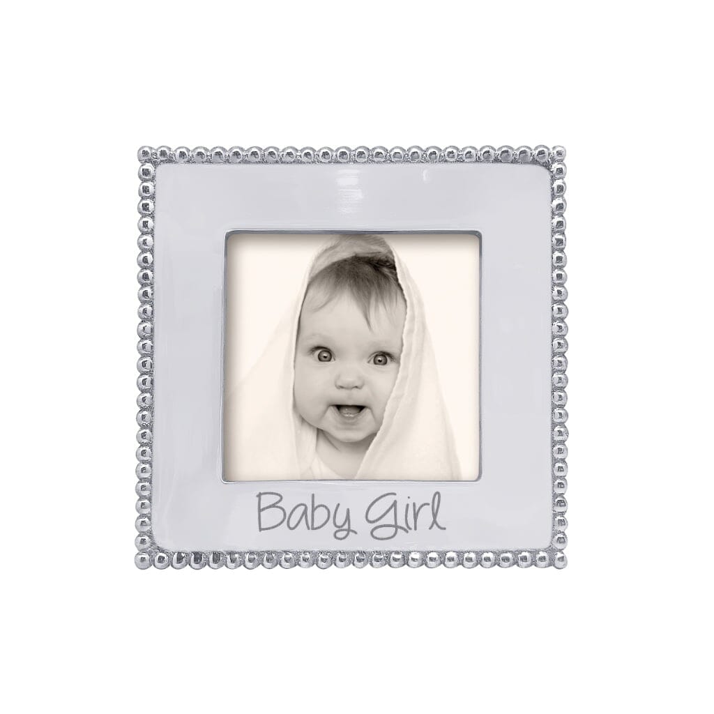 Mariposa BABY GIRL Beaded 4" x 4" Frame Picture Frames Mariposa