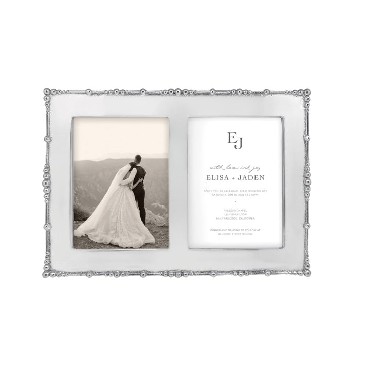 Mariposa Pearl Drop 5" x 7" Engravable Double Frame Picture Frames Mariposa
