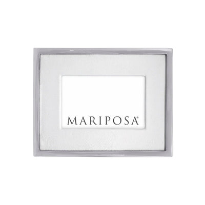 Mariposa White Leather with Metal Border 4" x 6" Frame Picture Frames Mariposa 