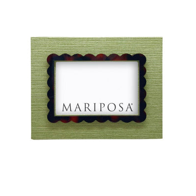 Mariposa Palma Faux Grasscloth and Tortoise 4" x 6" Frame Picture Frames Mariposa 