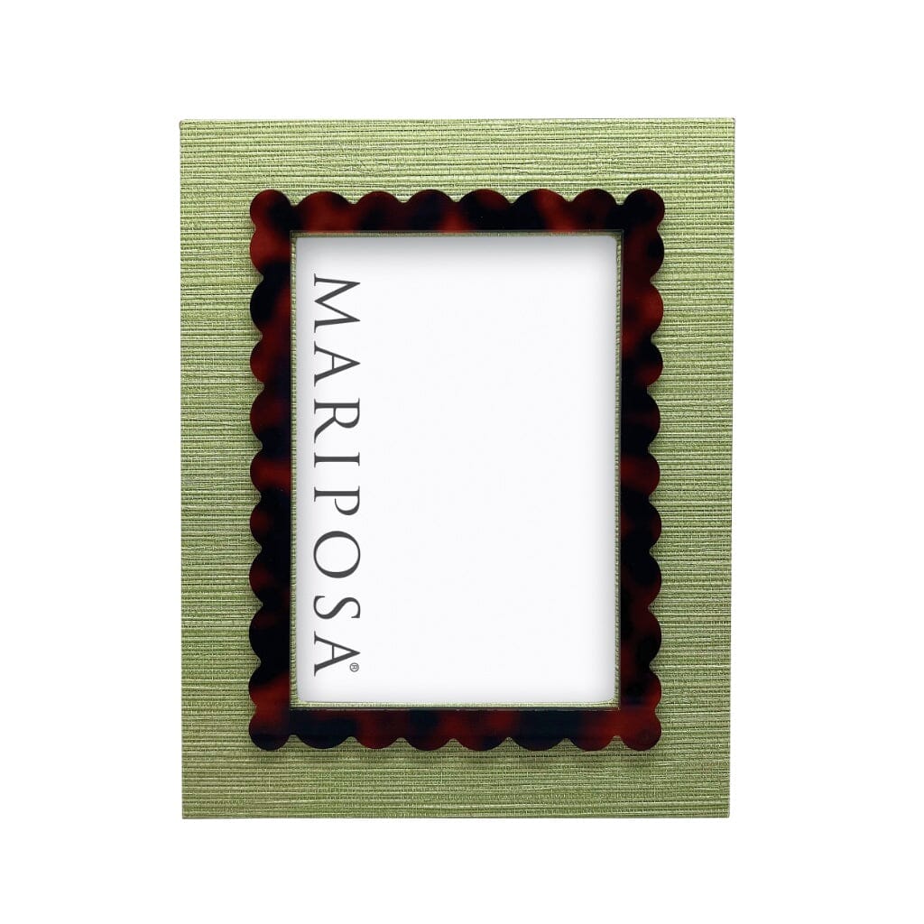 Mariposa Palma Faux Grasscloth and Tortoise 5" x 7" Frame Picture Frames Mariposa