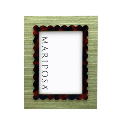 Mariposa Palma Faux Grasscloth and Tortoise 5" x 7" Frame Picture Frames Mariposa 