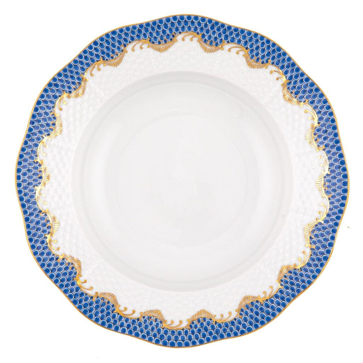 Herend Fish Scale Rim Soup Plate Dinnerware Herend Blue