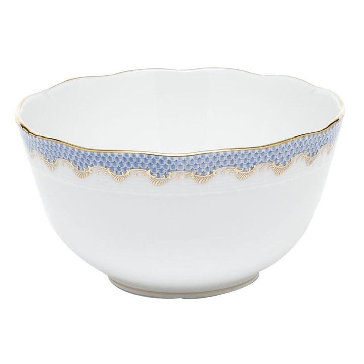 Herend Fish Scale Round Bowl Dinnerware Herend Light Blue