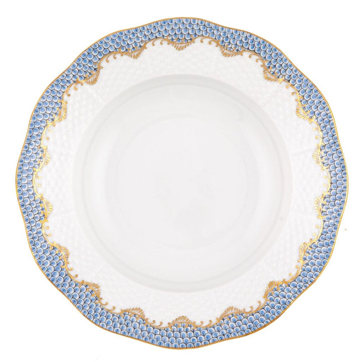 Herend Fish Scale Rim Soup Plate Dinnerware Herend Light Blue