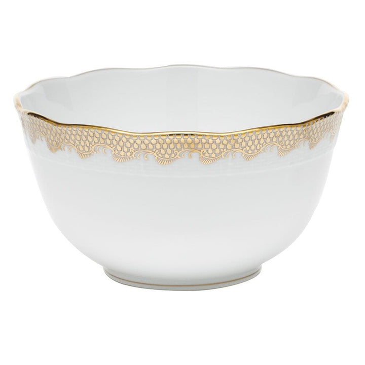 Herend Fish Scale Round Bowl Dinnerware Herend Gold