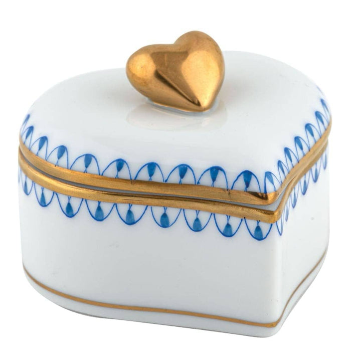 Herend Double Heart Box Figurines Herend Blue