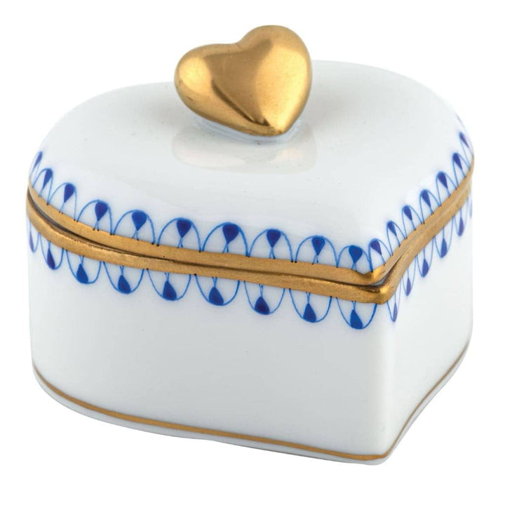 Herend Double Heart Box Figurines Herend Sapphire