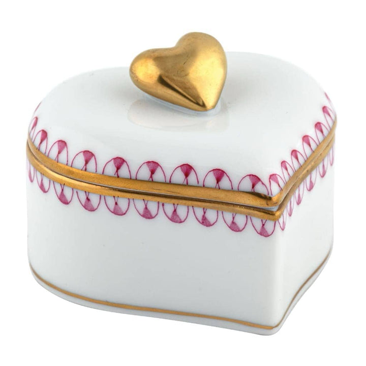 Herend Double Heart Box Figurines Herend Raspberry