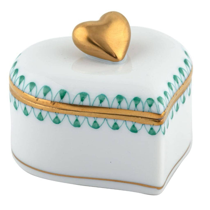Herend Double Heart Box Figurines Herend Green