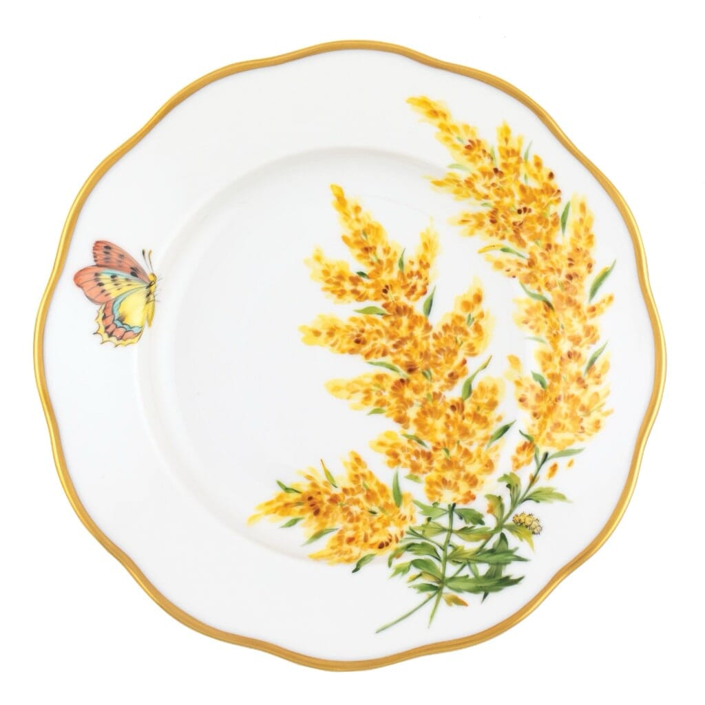 Herend American Wildflower Salad Plate - Tall Goldenrod Dinnerware Herend