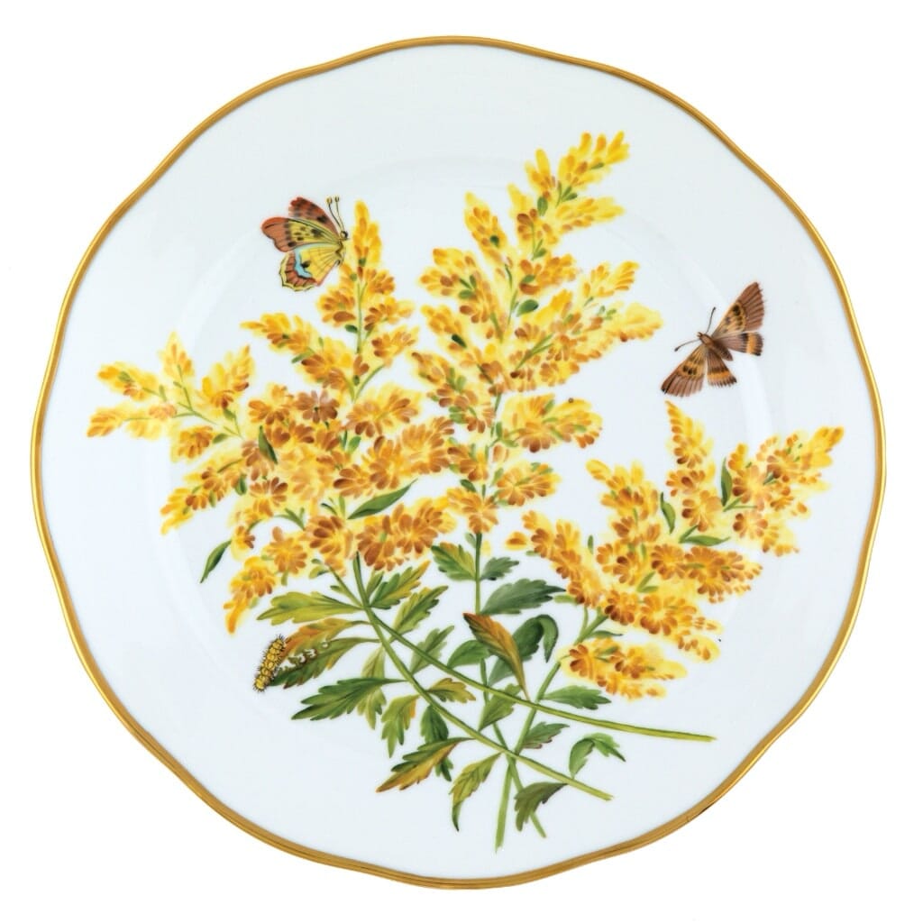 Herend American Wildflower Dinner Plate - Tall Goldenrod Dinnerware Herend