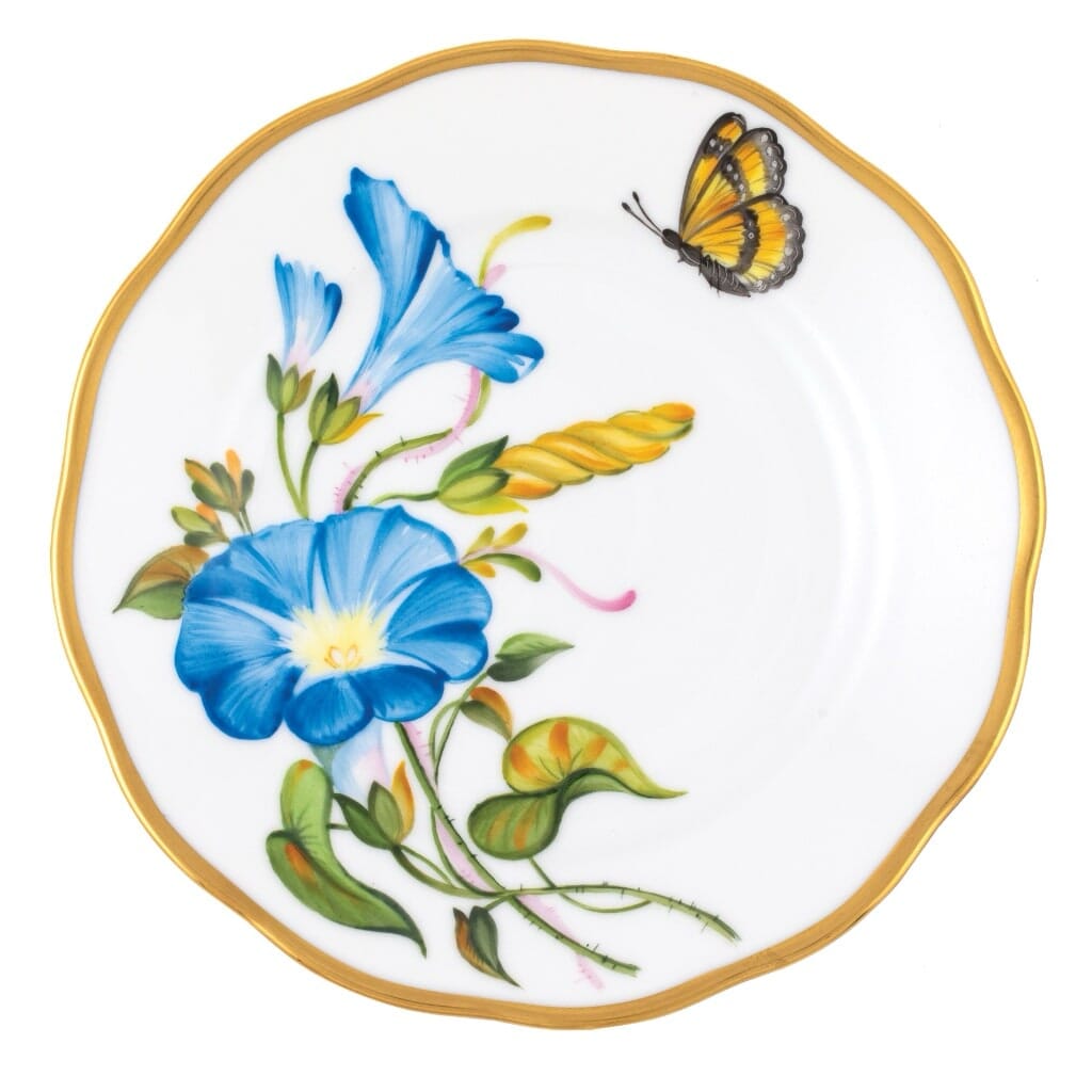 Herend American Wildflower Bread And Butter Plate - Morning Glory Dinnerware Herend