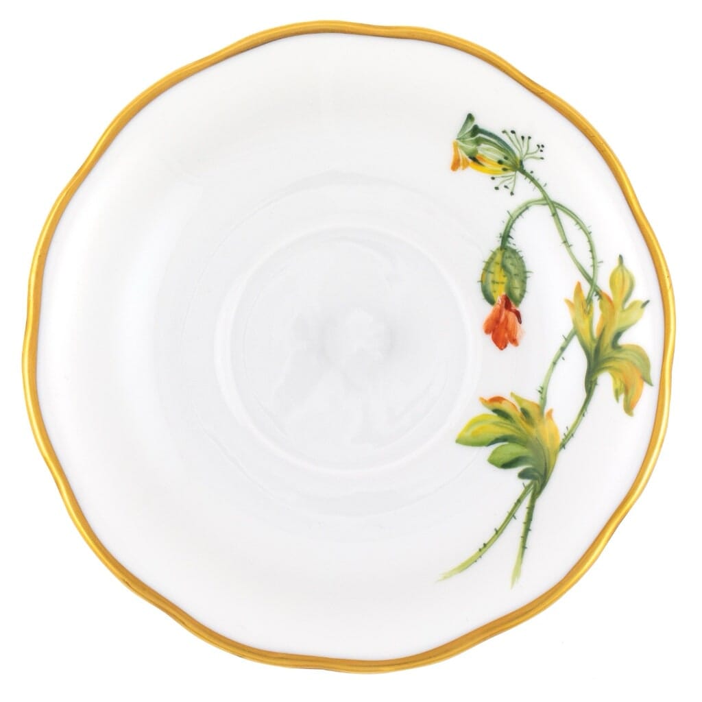 Herend American Wildflower Tea Saucer - California Poppy Dinnerware Herend