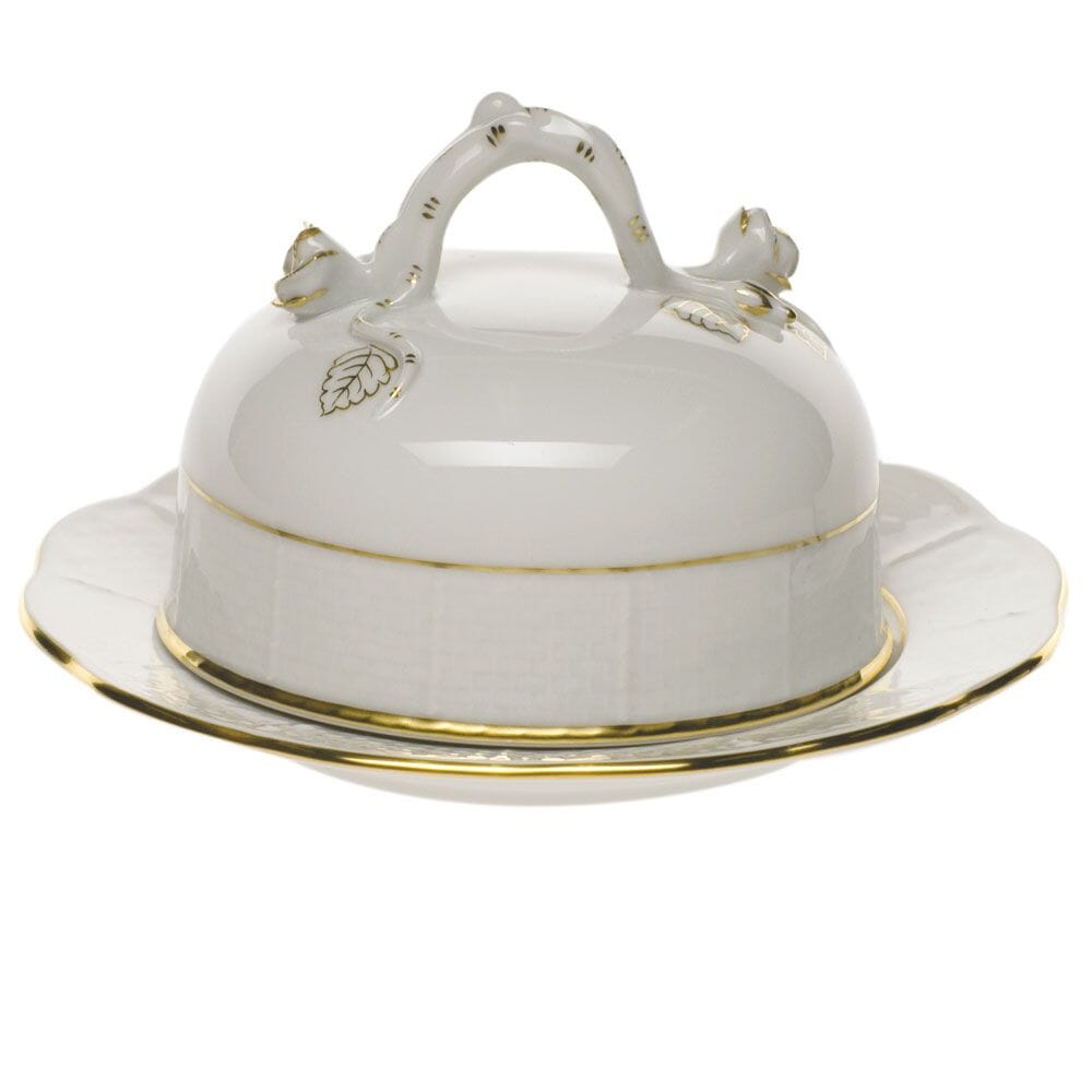 Herend Golden Edge Covered Butter Dish Dinnerware Herend