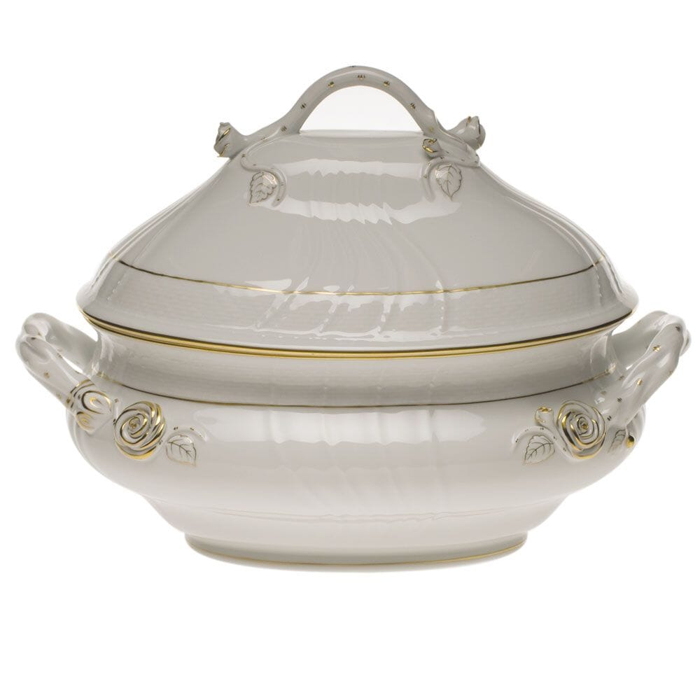 Herend Golden Edge Tureen With Branch Handles Dinnerware Herend