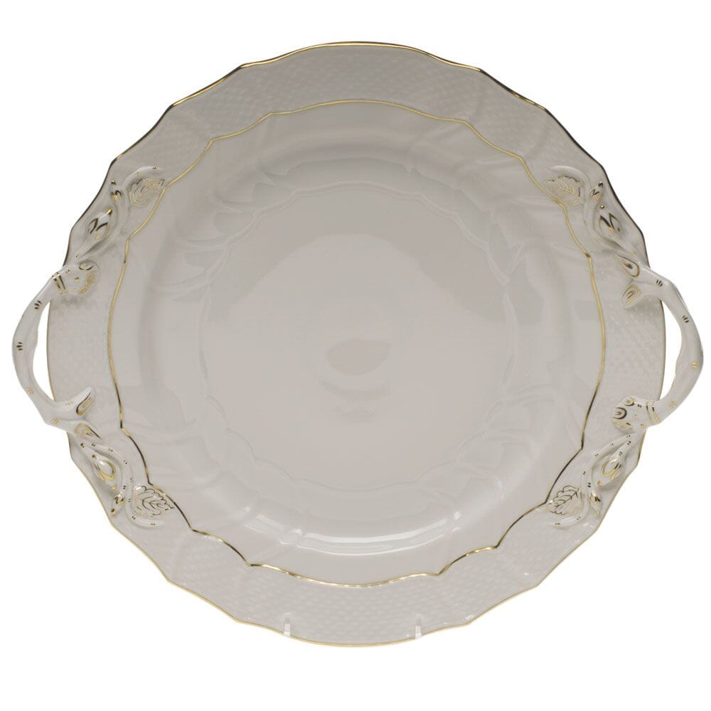 Herend Golden Edge Chop Plate With Handles Dinnerware Herend