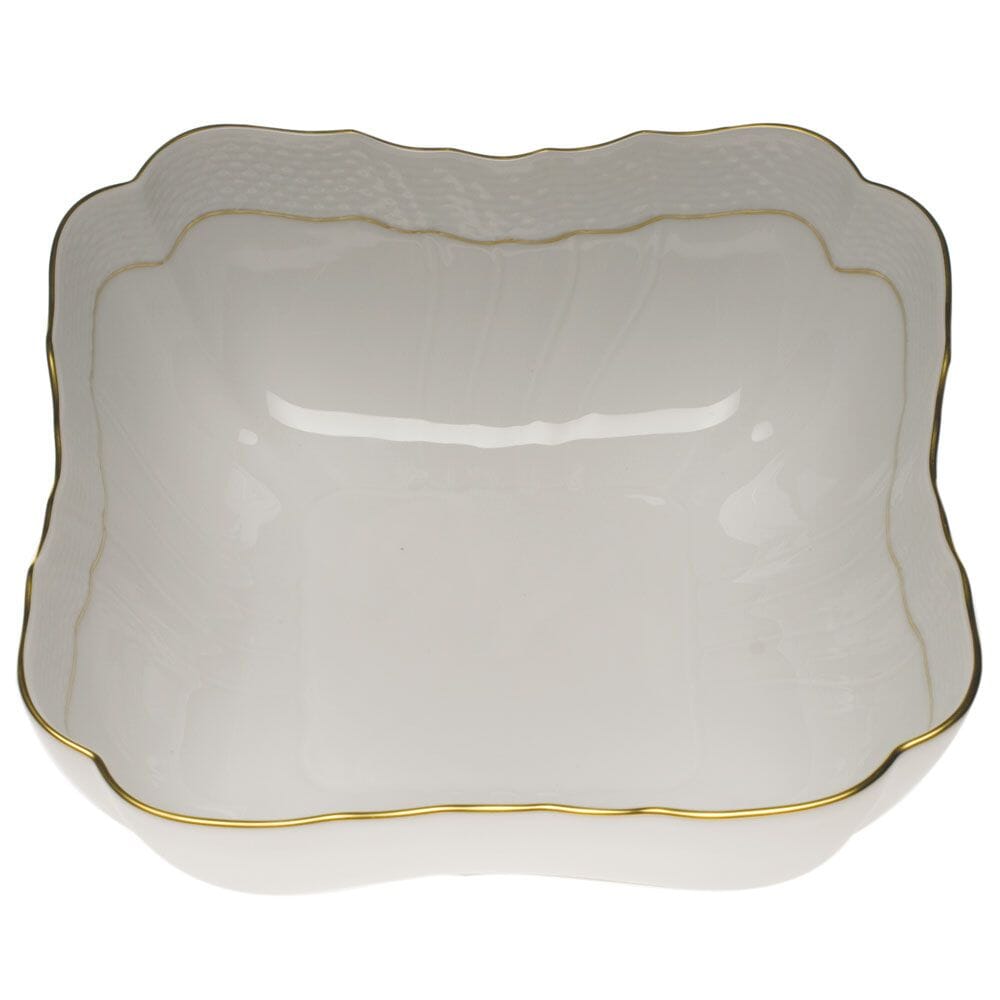 Herend Golden Edge Square Salad Bowl Dinnerware Herend