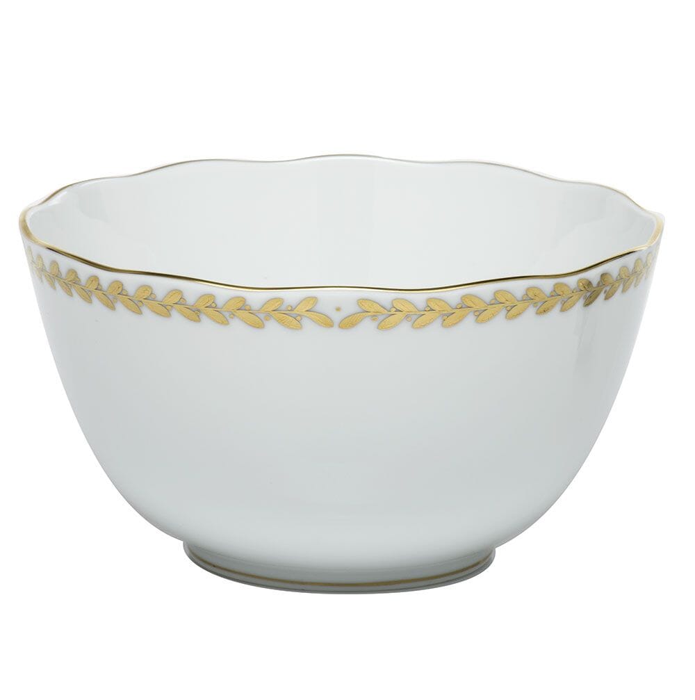 Herend Golden Laurel Round Open Vegetable Bowl Dinnerware Herend
