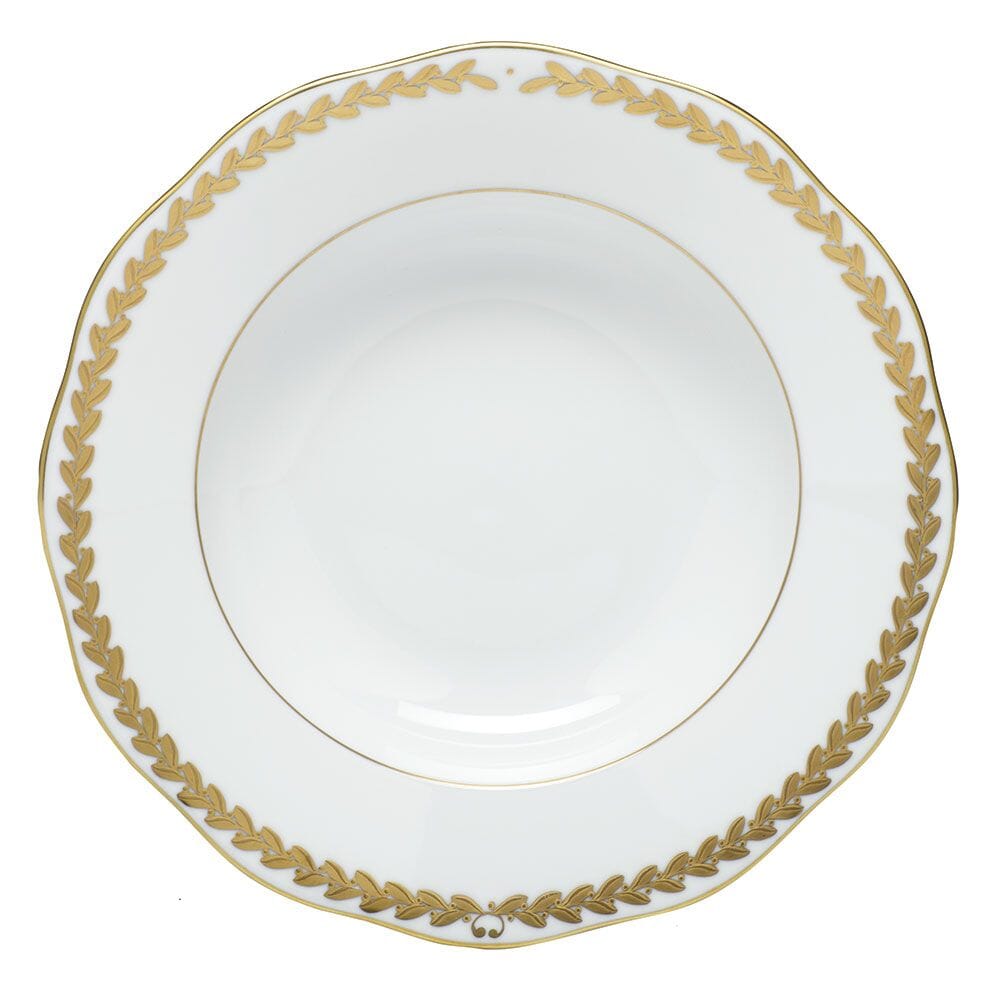 Herend Golden Laurel Rim Soup Plate Dinnerware Herend