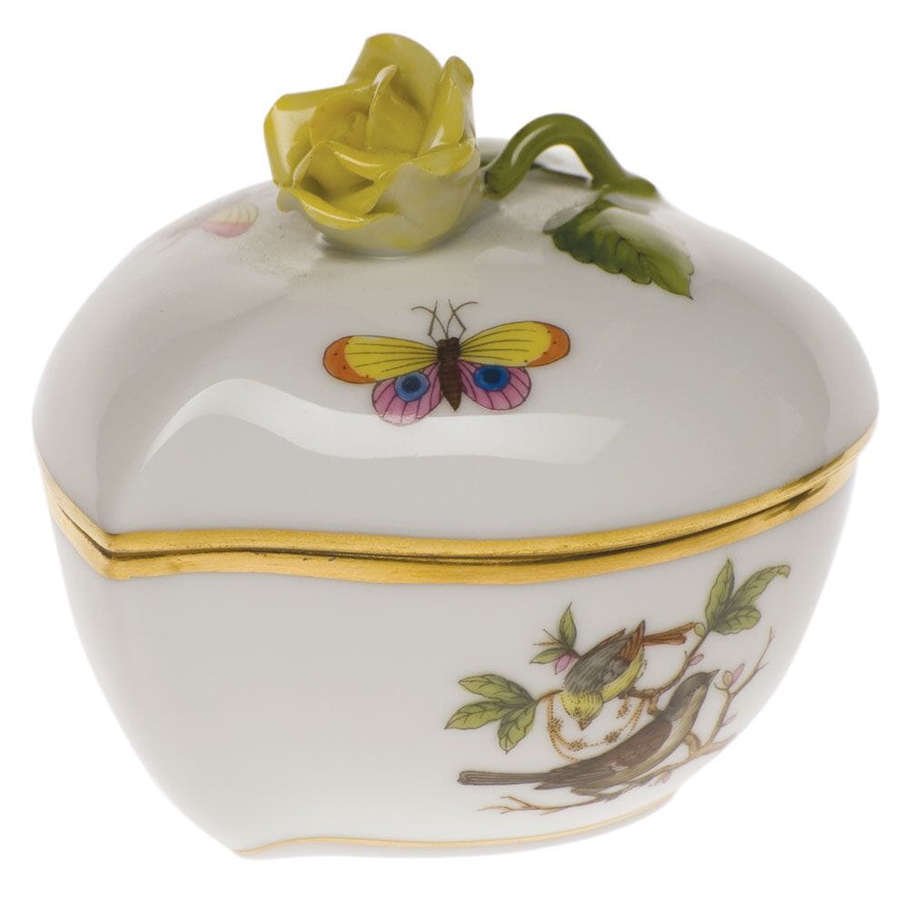 Herend Rothschild Bird Heart Bonbon With Rose Dinnerware Herend