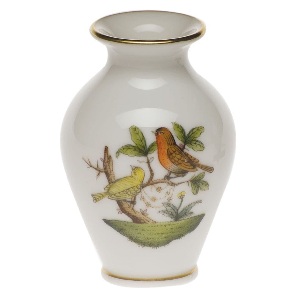 Herend Rothschild Bird Small Bud Vase With Lip Vases Herend