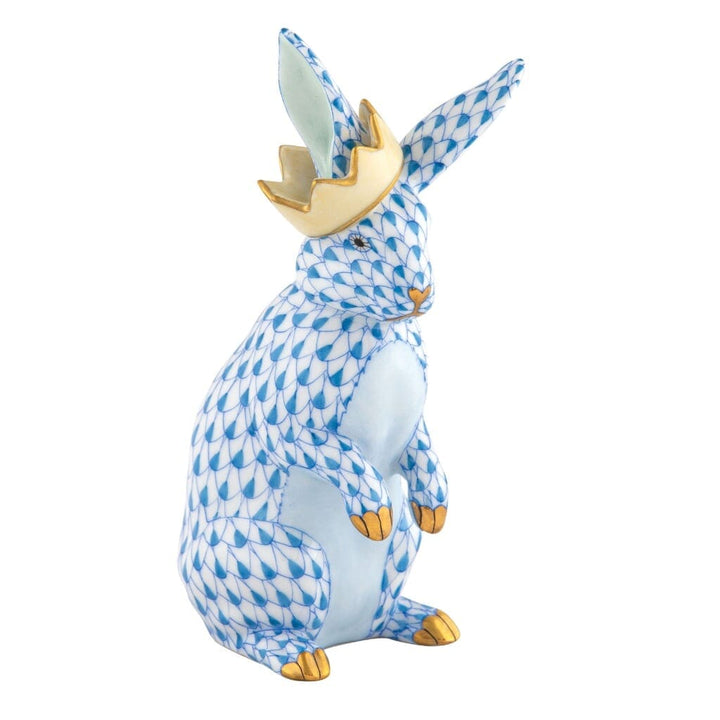 Herend Bunny With Crown Figurine Figurines Herend Blue