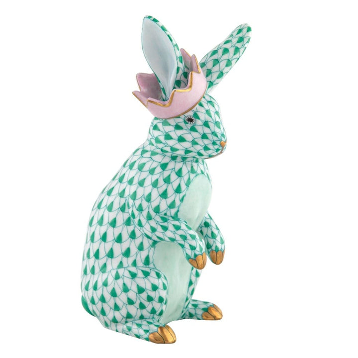 Herend Bunny With Crown Figurine Figurines Herend Green