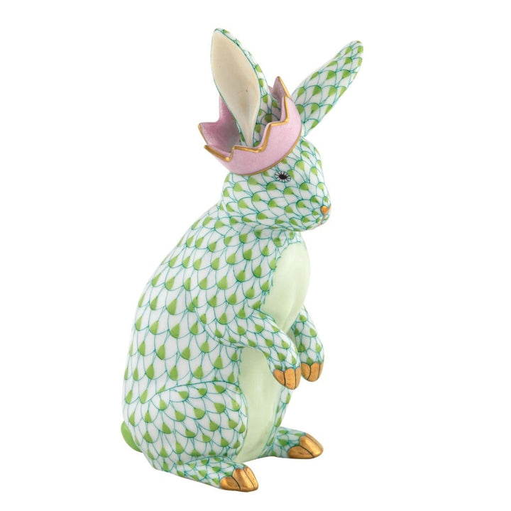 Herend Bunny With Crown Figurine Figurines Herend Lime Green