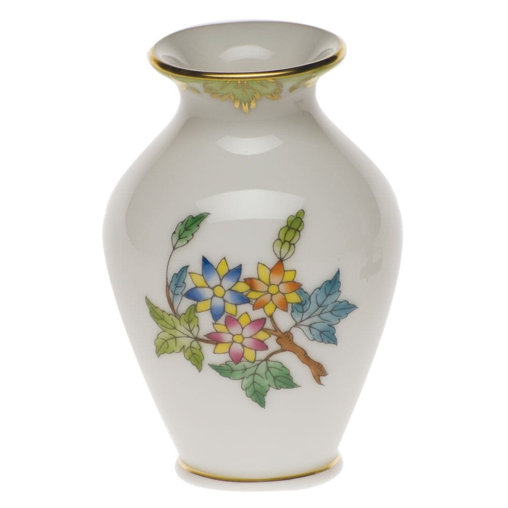 Herend Queen Victoria Small Bud Vase With Lip Vases Herend Green