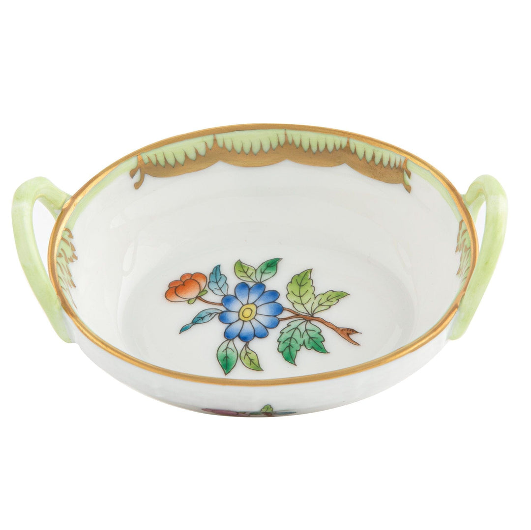Herend Queen Victoria Small Basket With Handles Dinnerware Herend Green