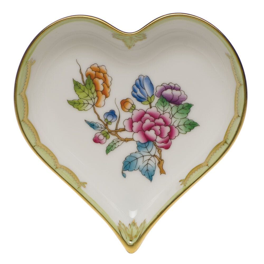 Herend Queen Victoria Small Heart Tray Trays Herend Green