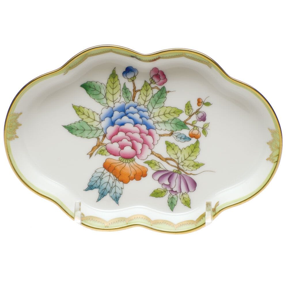 Herend Queen Victoria Small Scalloped Tray Trays Herend Green