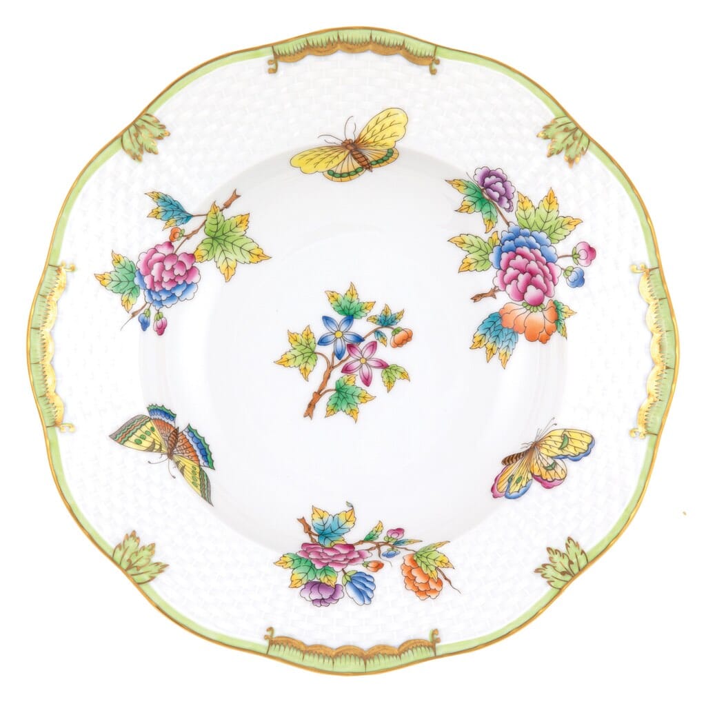 Herend Queen Victoria Rim Soup Plate Dinnerware Herend Green