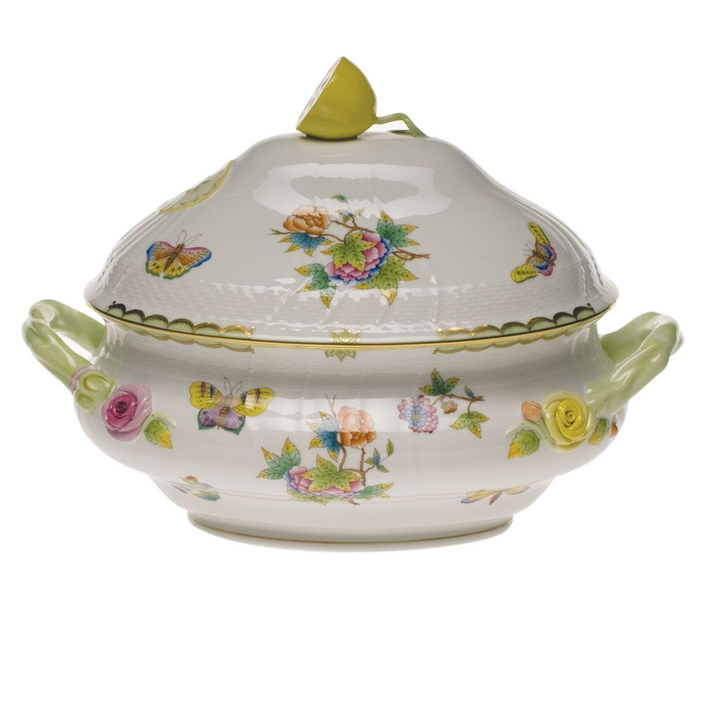 Herend Queen Victoria Tureen With Lemon Dinnerware Herend Green