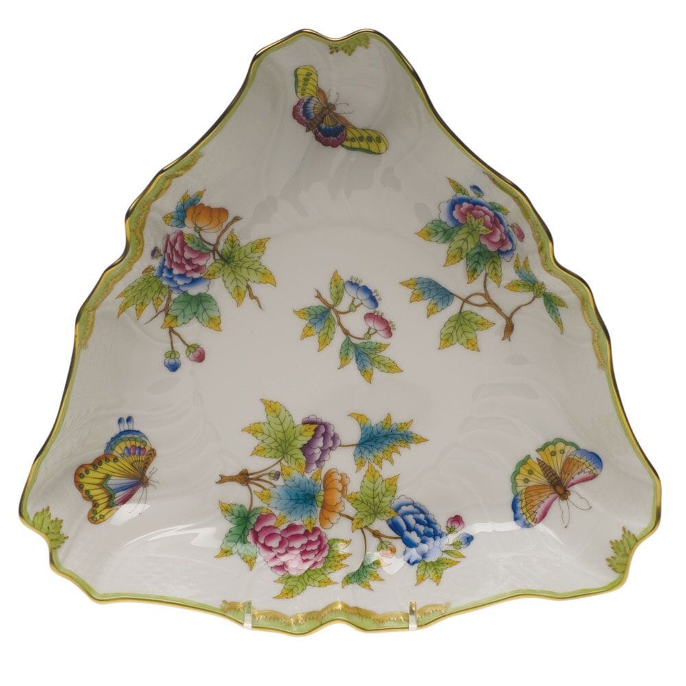 Herend Queen Victoria Triangle Dish Dinnerware Herend Green