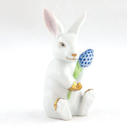 Herend Blossom Bunny Figurine Figurines Herend White-Sapphire 