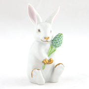 Herend Blossom Bunny Figurine Figurines Herend White-Lime Green 