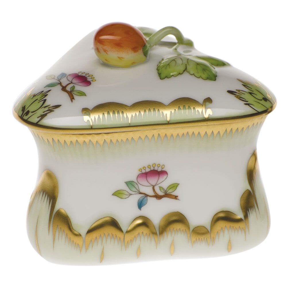 Herend Queen Victoria Strawberry Bonbon Dinnerware Herend Green