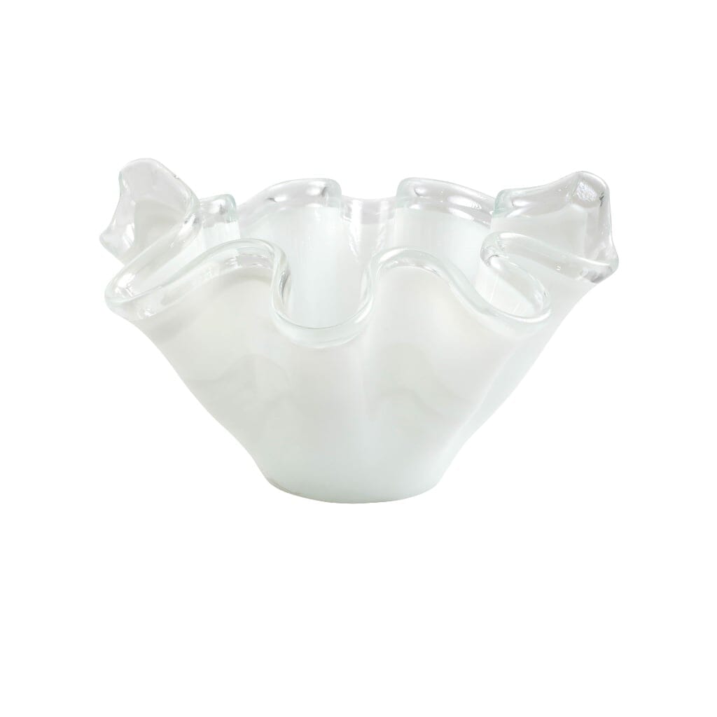 Vietri Onda Glass White Large Bowl Dinnerware Vietri