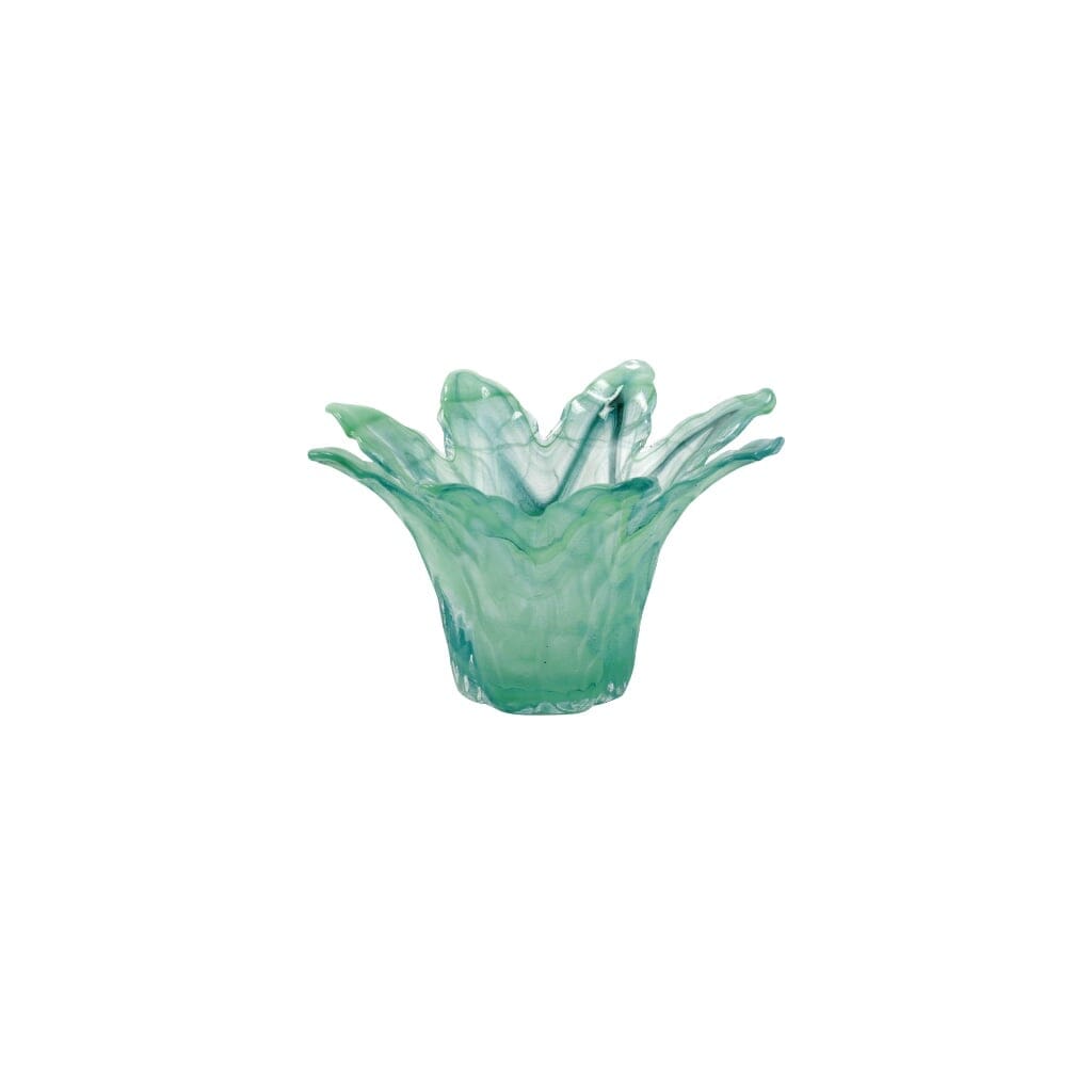 Vietri Onda Glass Green Small Leaf Centerpiece Dinnerware Vietri