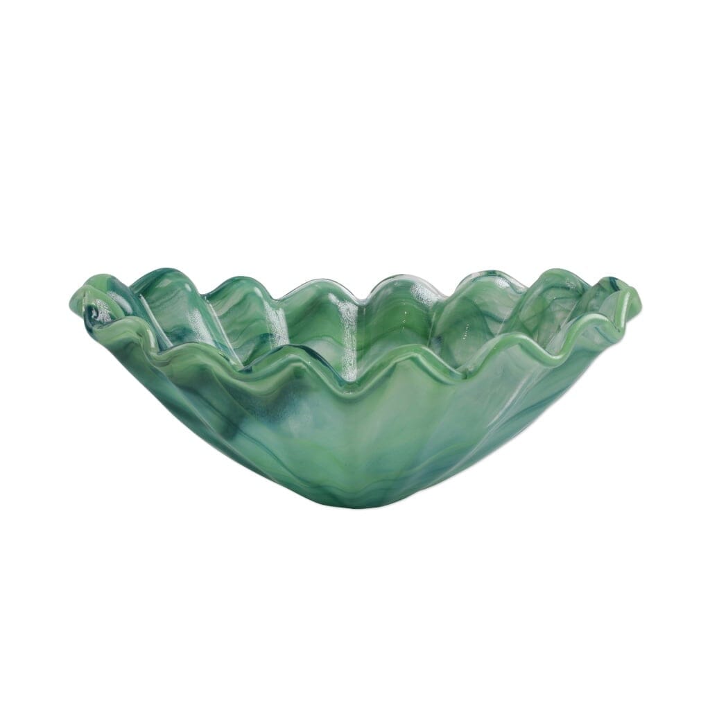 Vietri Onda Glass Green Medium Centerpiece Dinnerware Vietri