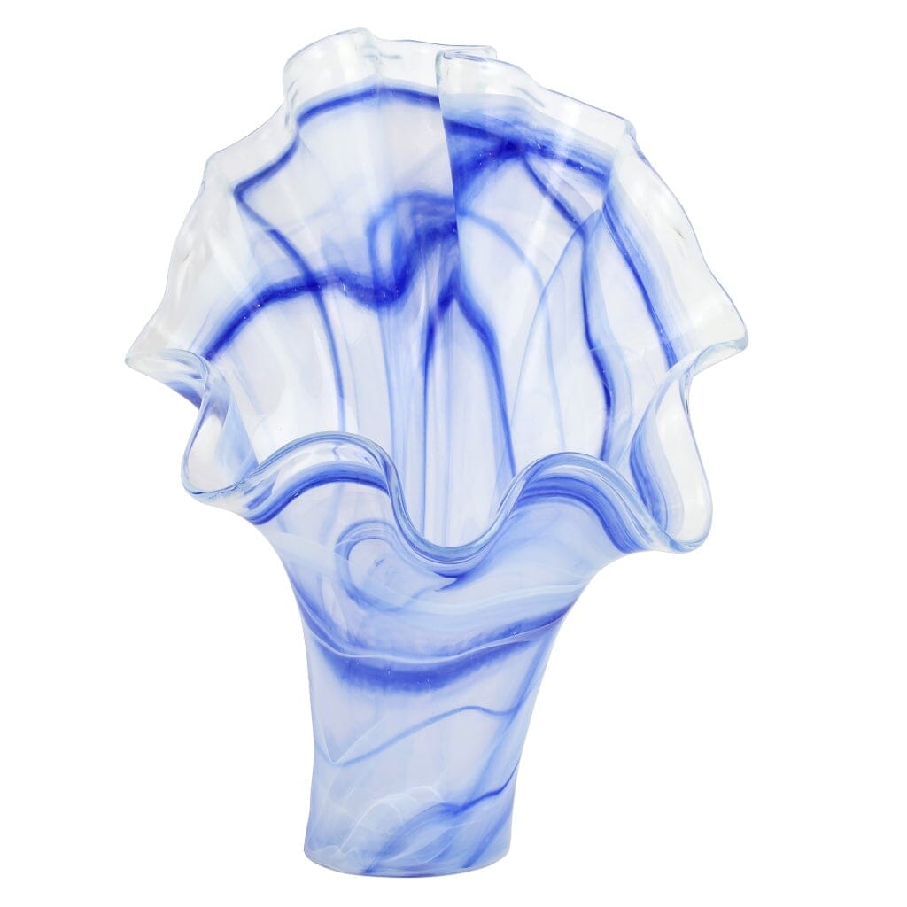 Vietri Onda Glass Cobalt Fanned Vase Vases Vietri