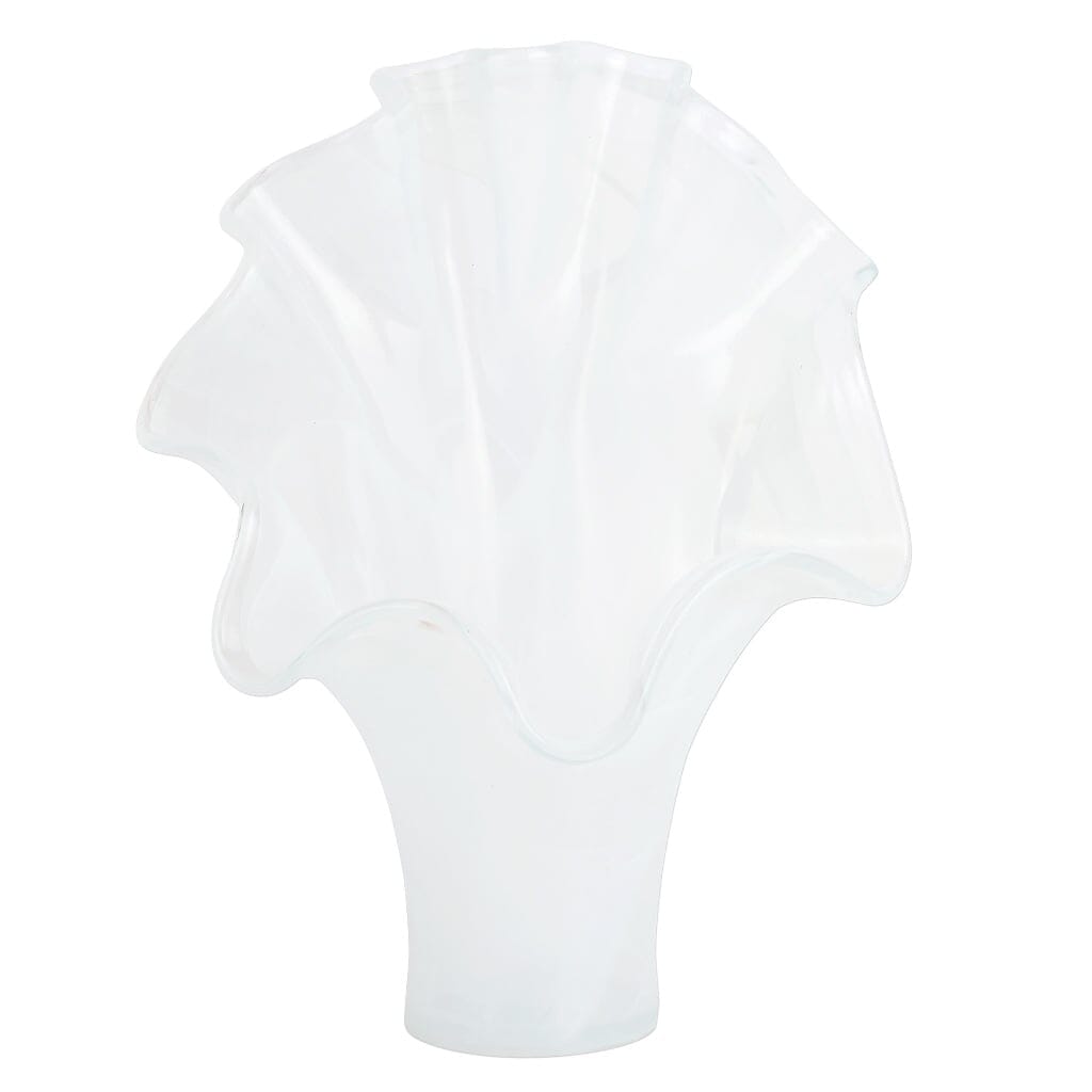 Vietri Onda Glass White Fanned Vase Vases Vietri