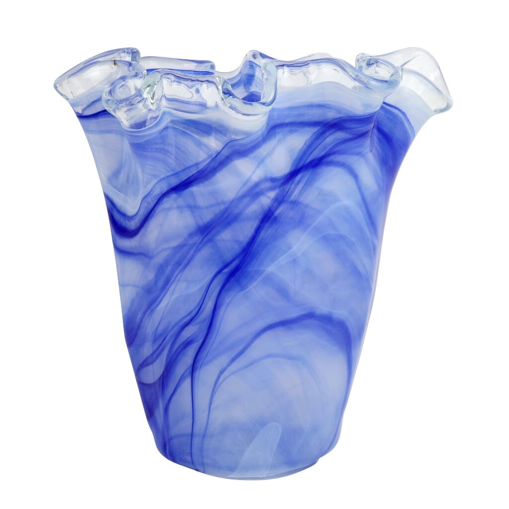 Vietri Onda Glass Cobalt Ruffled Vase Vases Vietri
