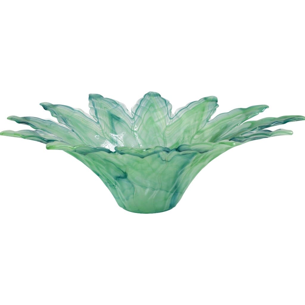 Vietri Onda Glass Green Leaf Large Centerpiece Dinnerware Vietri