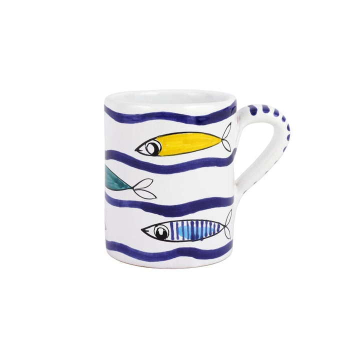 Vietri Pesce Pazzo Multicolor Swimming Fish Mug Dinnerware Vietri