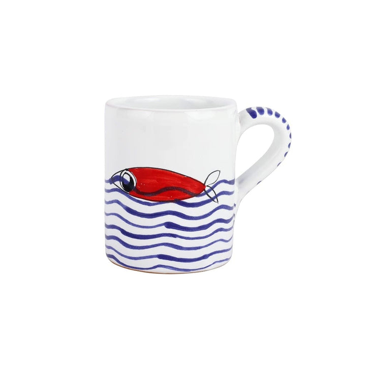 Vietri Pesce Pazzo Red Swimming Fish Mug Dinnerware Vietri