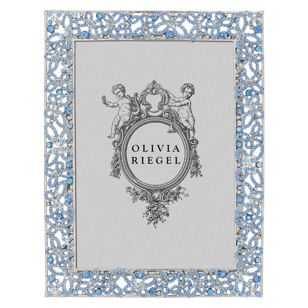 Olivia Riegel Silver Papillon with Sapphire Crystals 5" x 7" Frame Picture Frames Olivia Riegel